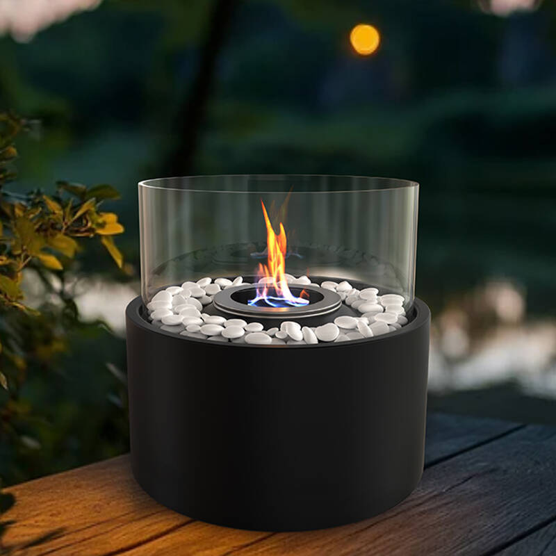 Spot conjunto completo de chimenea de alcohol de escritorio, hogar, interior al aire libre, estufa de alcohol redonda portátil, fuego real, chimenea pequeña