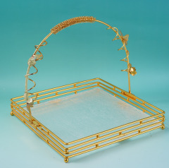 トレイ東風デザートアクリル水の波リビングルーム収納鉄中皿蝶織り金属工場工芸品