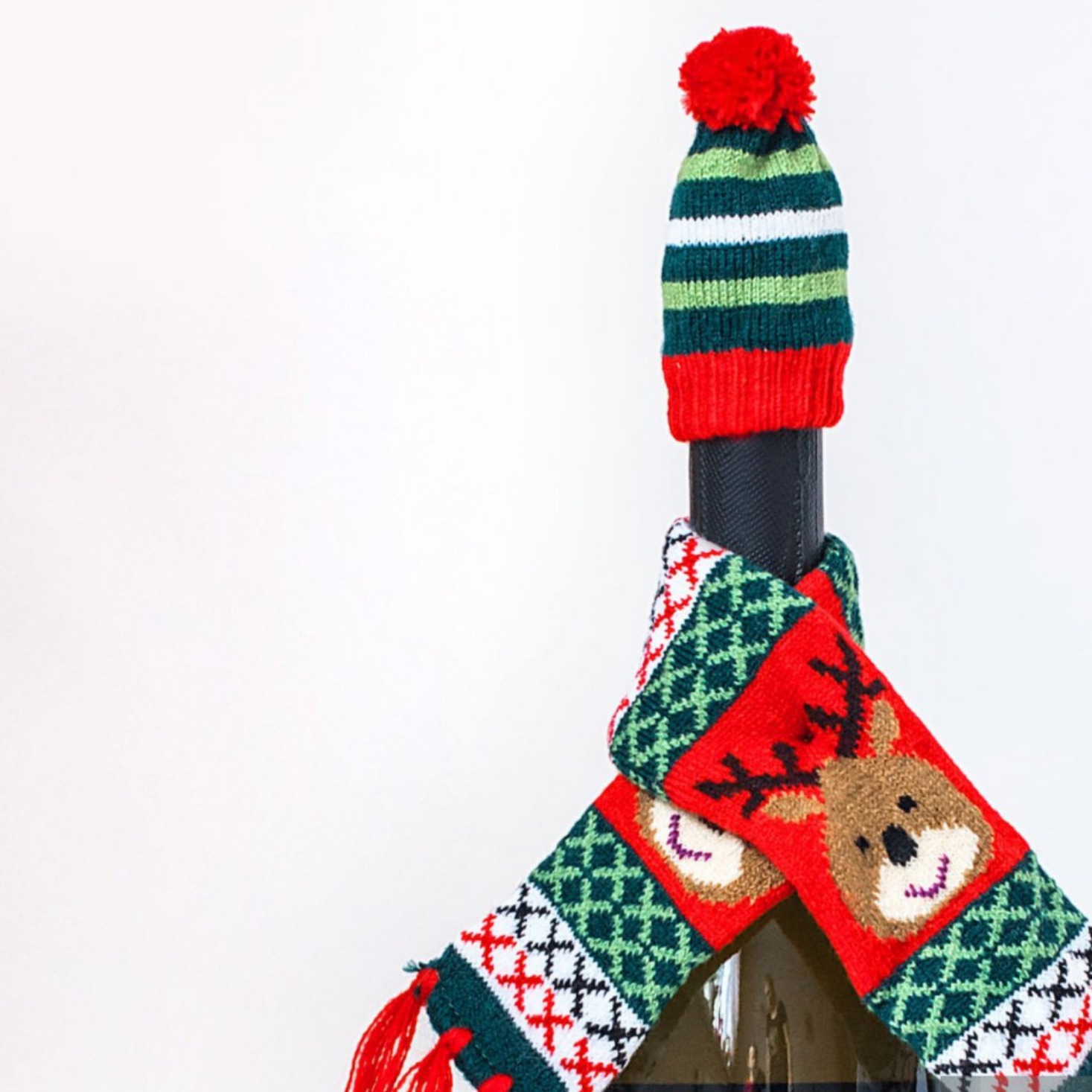 Bufandas transfronterizas botellas de vino cubierta botellas de vino decoración de botellas de vino de Navidad bufandas de punto set sombrero decoración de botellas de vino de Navidad