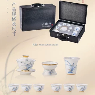 陶瓷工厂中国白素烧羊脂玉瓷功夫茶具套装高档商务礼品送客户礼物