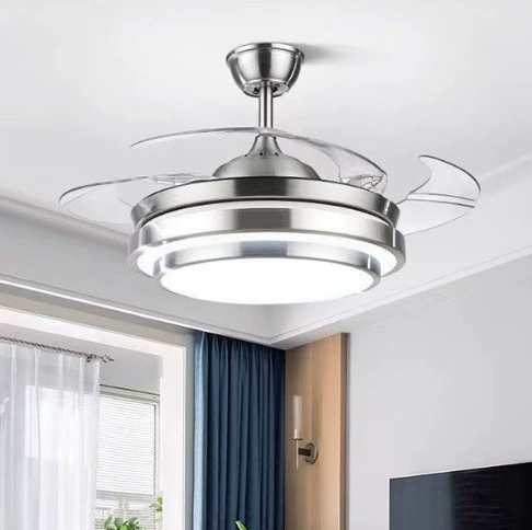 Потолочный вентилятор-светильник для ресторанов, с широким диапазоном напряжения, невидимый, полностью медный, с регулируемой частотой вращения, интеллектуальный, с высокой мощностью обдува, для внешней торговли и электронной коммерции