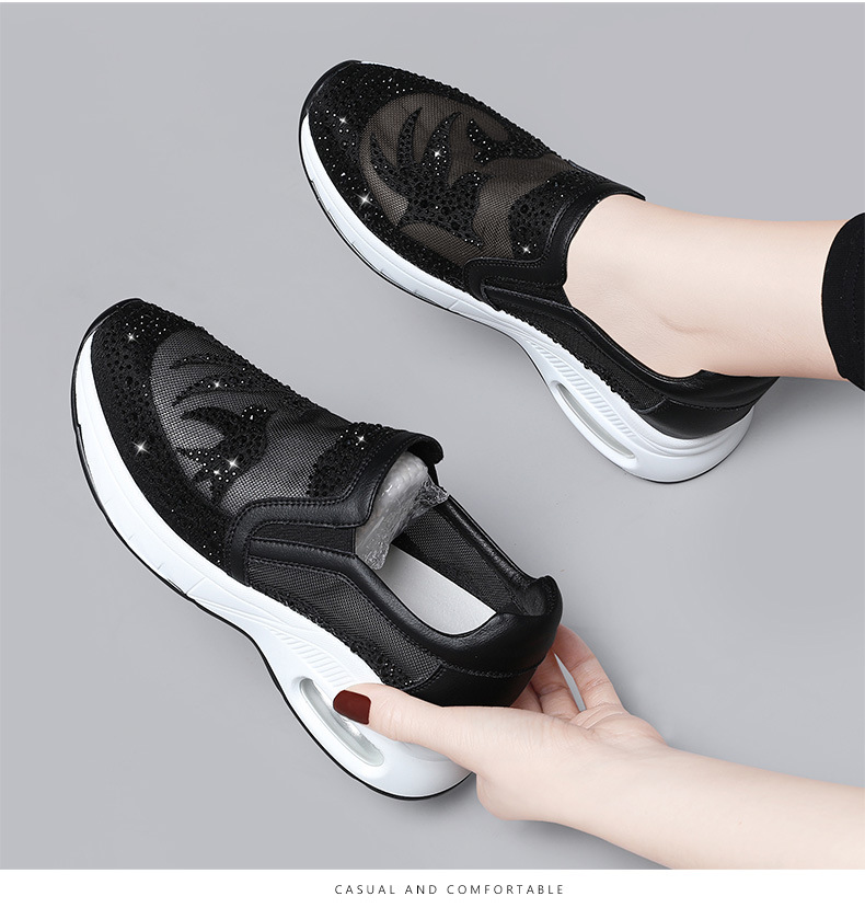 Giày sneaker nữ lưới thoáng khí đế dày phong cách thể thao đa năng — 9131 Màu đen, 9131 màu trắng chi tiết 8