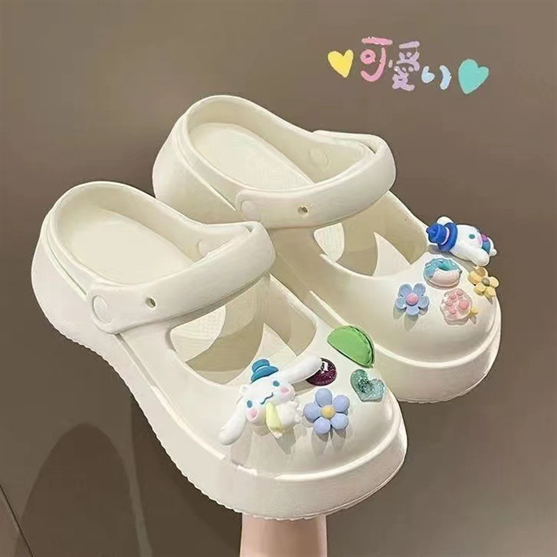 Toe Feeling Baotou Half Slippers Women's Summer Wear 2023 New Cute Thick Bottom Non-slip Cartoon Hole Shoes Trendy