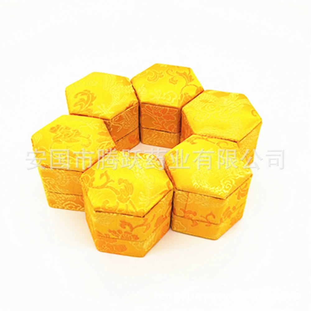 Красная желтая зеленая шестигранная парча коробка парчи коробка китайская трава коробка таблетки пчела пустая коробка коробка ювелирных изделий коробка