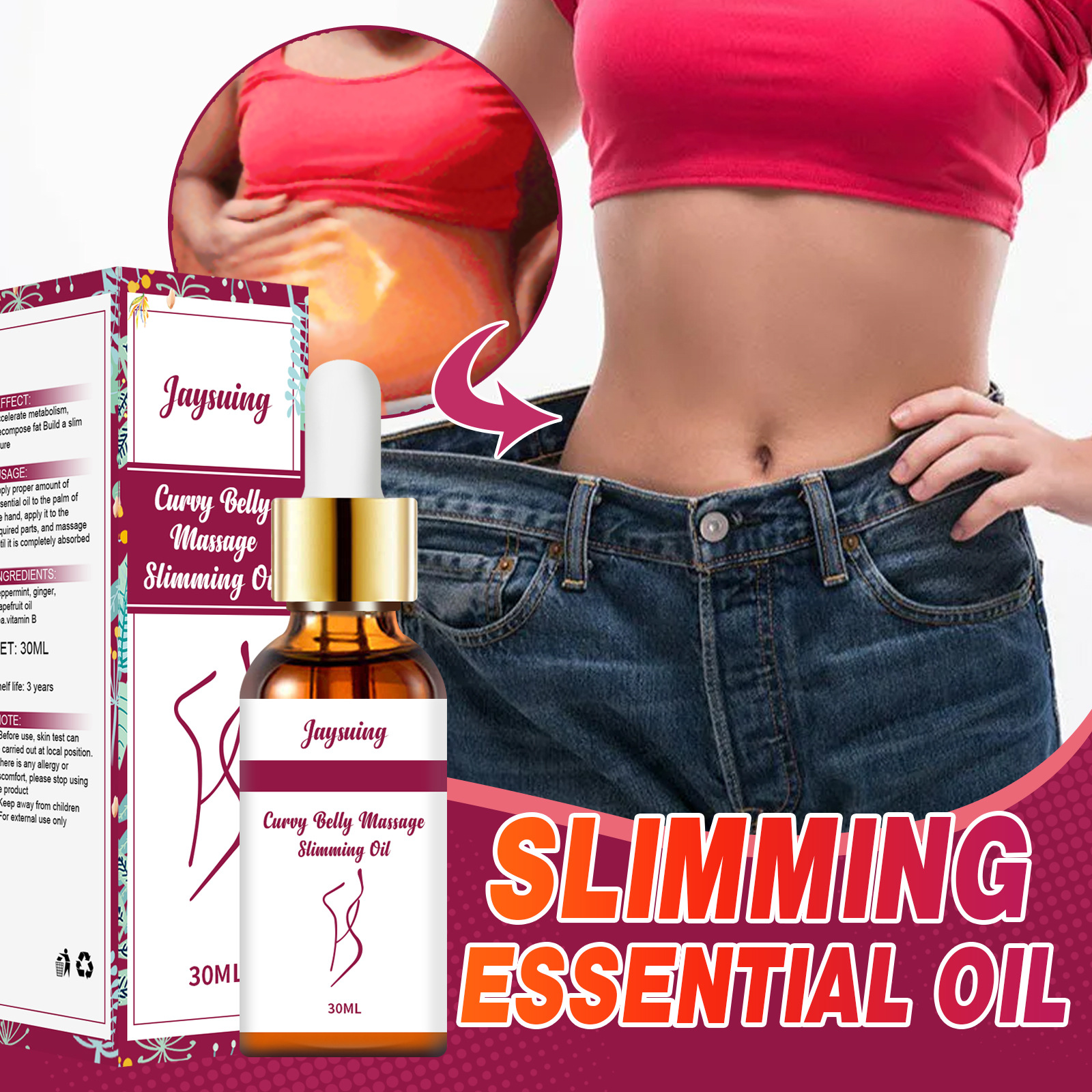 Jaysuing Slimming til kropsformning, slankning, reduktion af mave og forskønnelse af æteriske olier_voghion.com