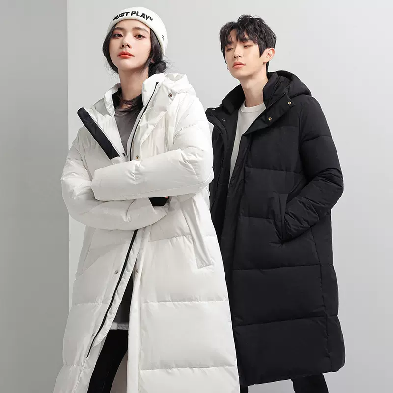 《高品质》2024年冬季新款男女同款情侣羽绒服潮流休闲长款过膝连