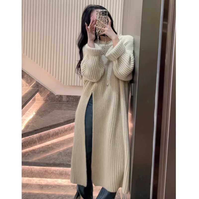 Tea in Tea Chic Unique Hepburn Small Fragrant Style Elegant Socialite Long Inner Knitted Sweater dress Women