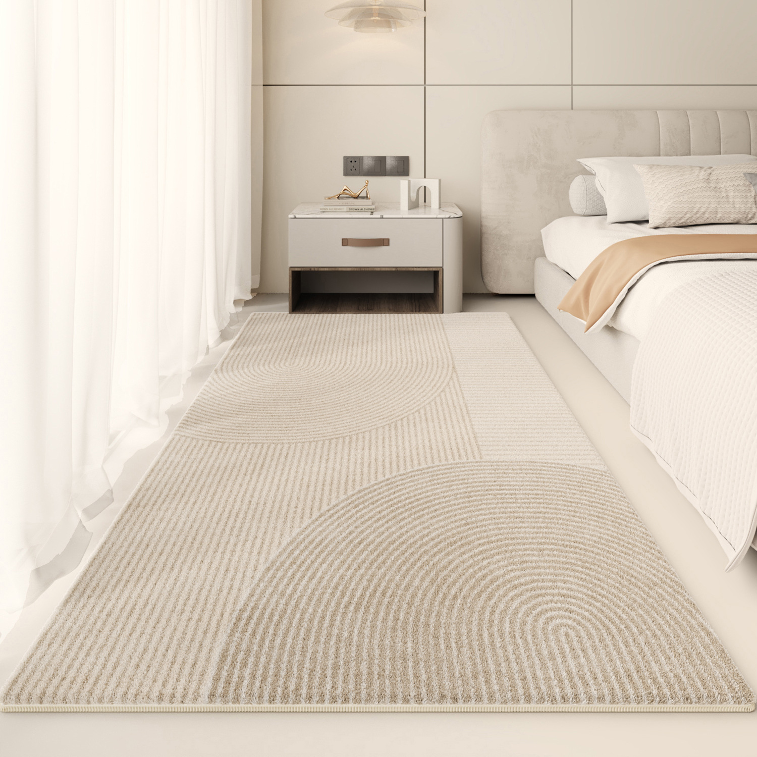 極簡床邊毯地墊客廳地毯奶油風書房加厚家用全鋪茶几臥室地毯墊子