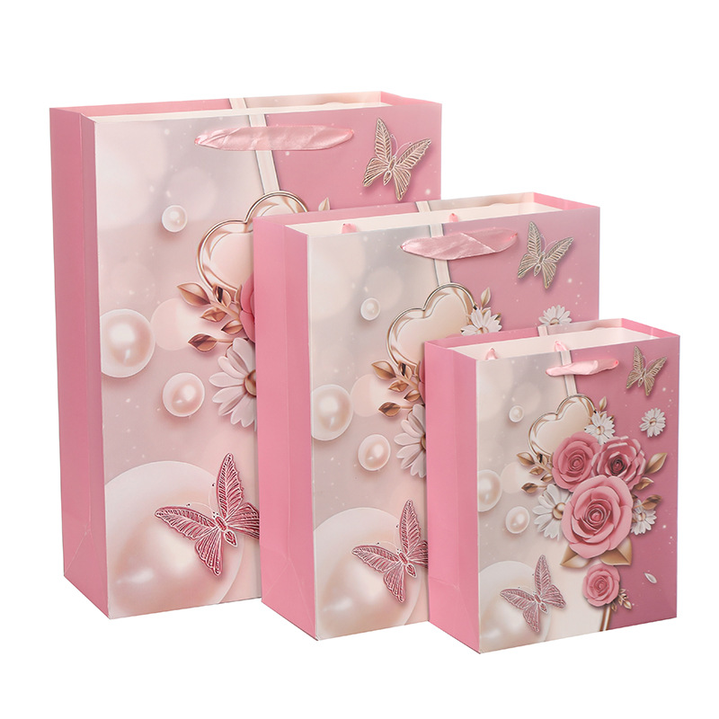 跨境新款母亲节情人节款精美纸袋手提袋礼品包装袋子购物袋批发