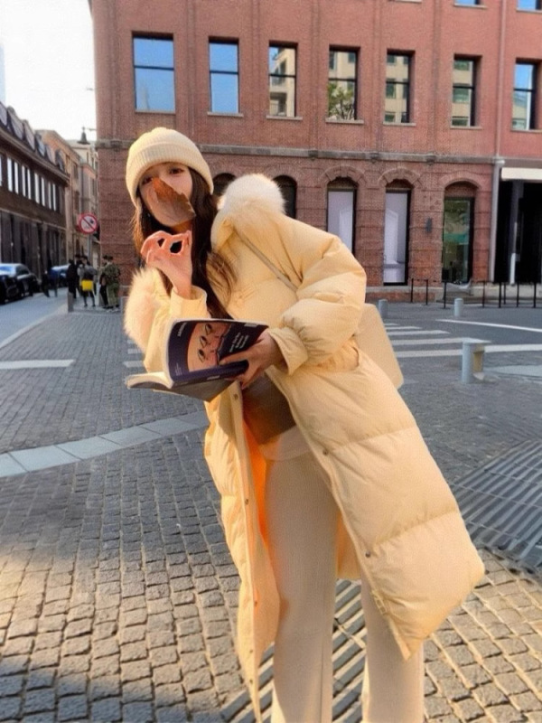 白灵儿同款羽绒棉服女中长款宽松2025冬季新款韩版加厚时尚连帽|undefined