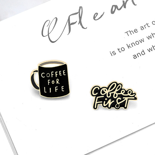 Creative Cartoon Coffee Cup Collection Brooches Men's and Women's Clothing Accessories Jewelry Pins Alloy Enamel Badges