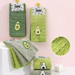 新しい厚手の食器洗い布、アボカド刺繍入り、吸水性があり、油がつきにくく、お手入れが簡単なキッチン用クリーニングタオル