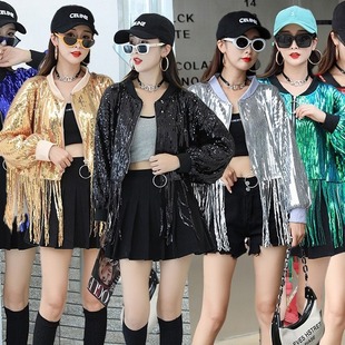 Quality in stock annual meeting dance jacket concert dance suit sequined tassel jacket street baseball uniform for women