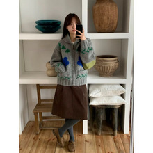 ins韩国东大门2025年秋季新款清新减龄花朵休闲叠穿毛衣