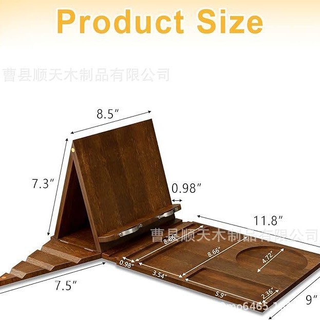 木製読書スタンド折りたたみページクリップ家庭用携帯電話タブレットホルダー角度調整可能な読書スタンド|undefined