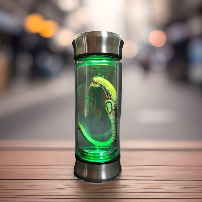 宇宙人発光缶異形標本抱顔虫胚ガラス缶映画道具レプリカ家装