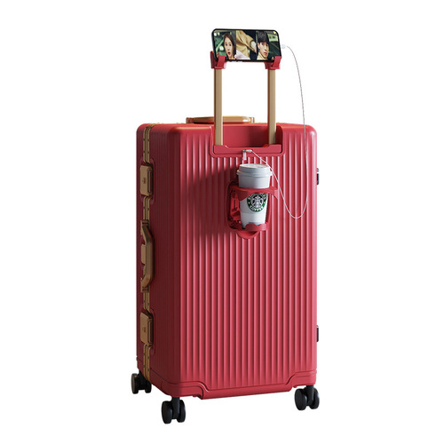 MYBOX 26-inch Women's Aluminum Frame Rolling Suitcase, Small and Lightweight Carry-on Luggage Password Box Travel Suitcase for Men