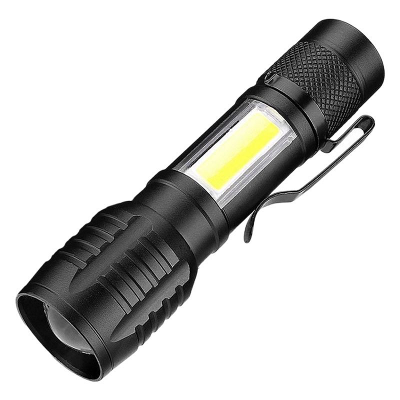 Nueva mini linterna portátil compacta y práctica con zoom telescópico LED recargable por USB con zoom óptico al por mayor.