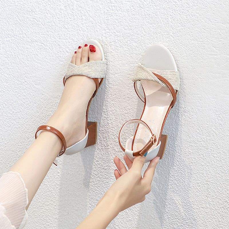 Women's Sandals Summer 2025 New Trendy Soft Leather Chunky Heel Fashion Versatile Gentle Fairy Style One-Strap High Heels