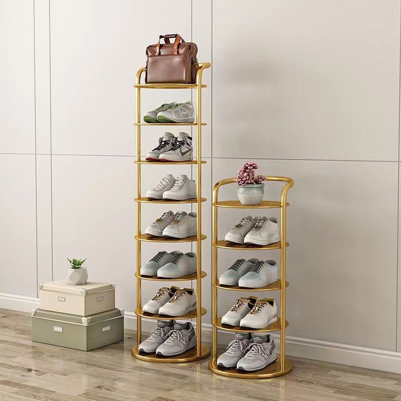 Estante de zapatos simple puerta doméstica almacenamiento multicapa ahorro de espacio pequeño estante de zapatos estrecho robusto armario de zapatos de hierro forjado
