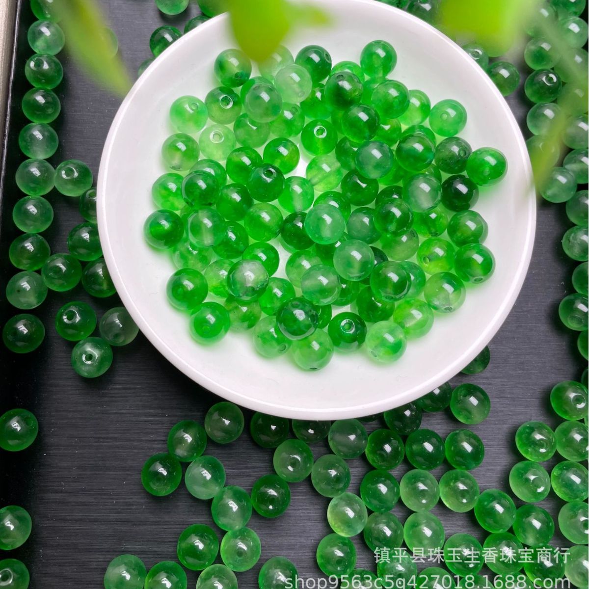 散珠天然绿玛瑙圆珠玉石绿宝马来玉珠子绿玉髓DIY首饰品配珠光珠