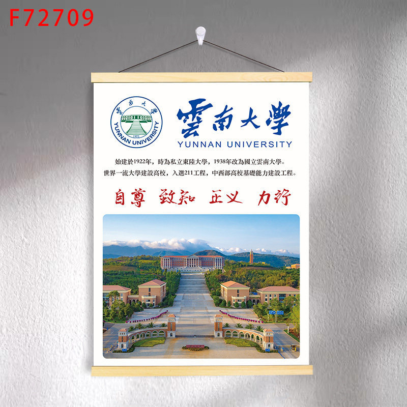 F7-47 yunnan university / 30*40 (solid wood strips + hanging cloth shaft + lanyard)
