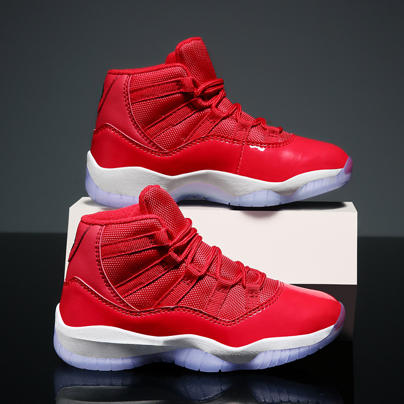 Four Seasons Nuevos zapatos de baloncesto para niños Malla infantil transpirable Zapatillas de deporte para estudiantes de media zapatilla para niños Comercio exterior transfronterizo