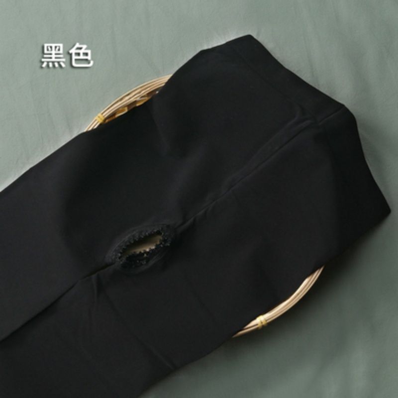 Primavera y otoño gruesas calcetines de entrepierna abiertas, mujeres sin desprenderse, calcetines sexuales gruesas, anti-gancho, calcetines negras