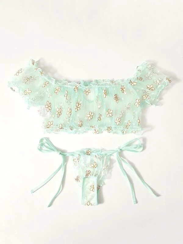 New Sexy And Fun Underwear Sexy And Cute Green Three Point Thin And Fun Lace Underwear_voghion.com