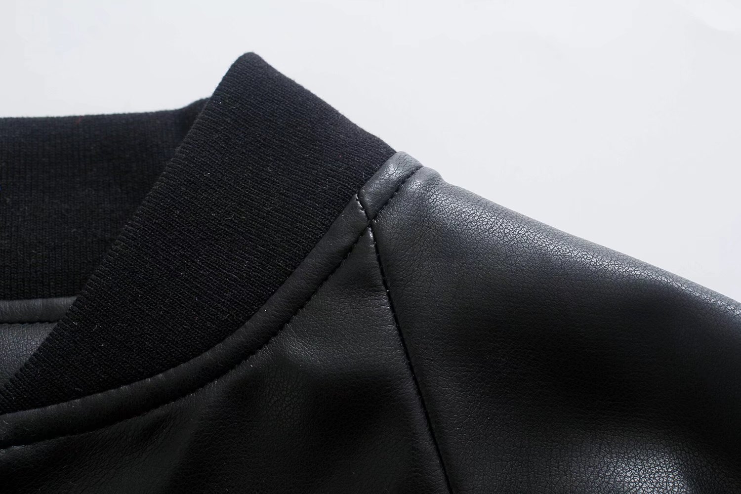 slim long-sleeved PU short leather flight jacket nihaostyles clothing wholesale NSAM82622