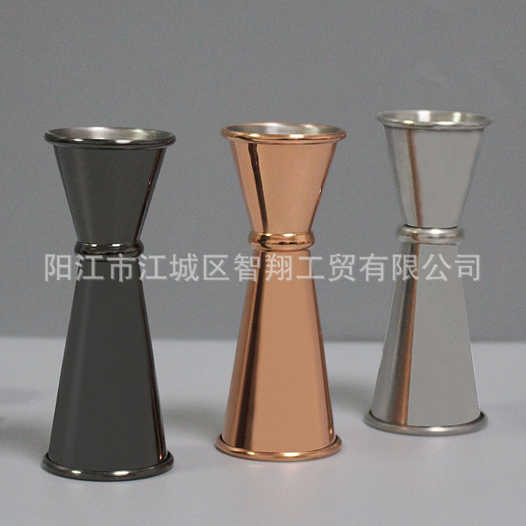 雙頭卷邊25/50 帶刻度盎司杯調酒工具不鏽鋼量杯雞尾酒量酒器