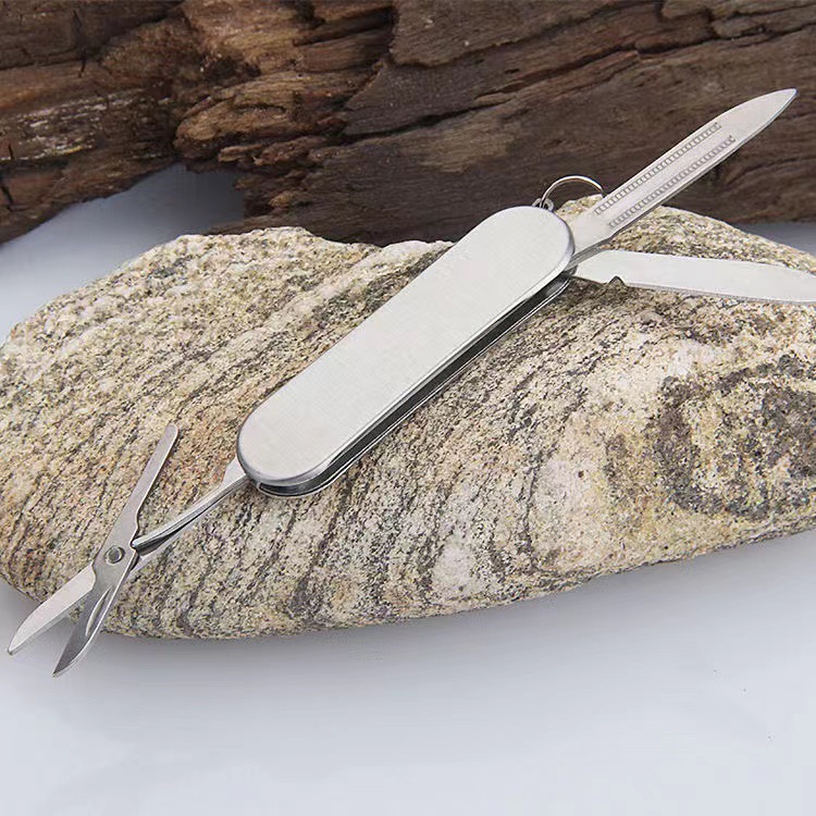 厂家直销 户外装备军刀 平面柄礼品小刀 三开多功能不锈钢小刀