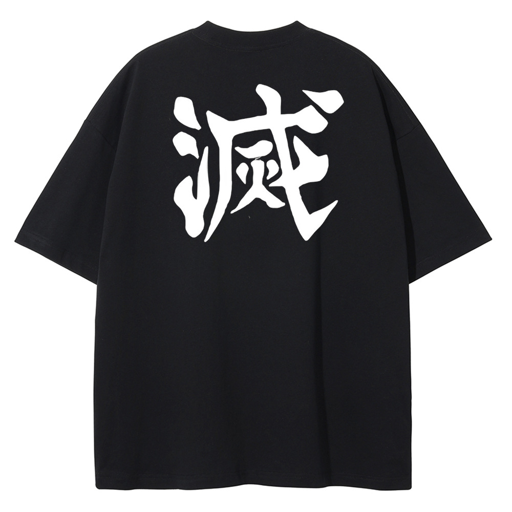 Harajuku anime print t-shirt men streetwearヴィンテージブラックts