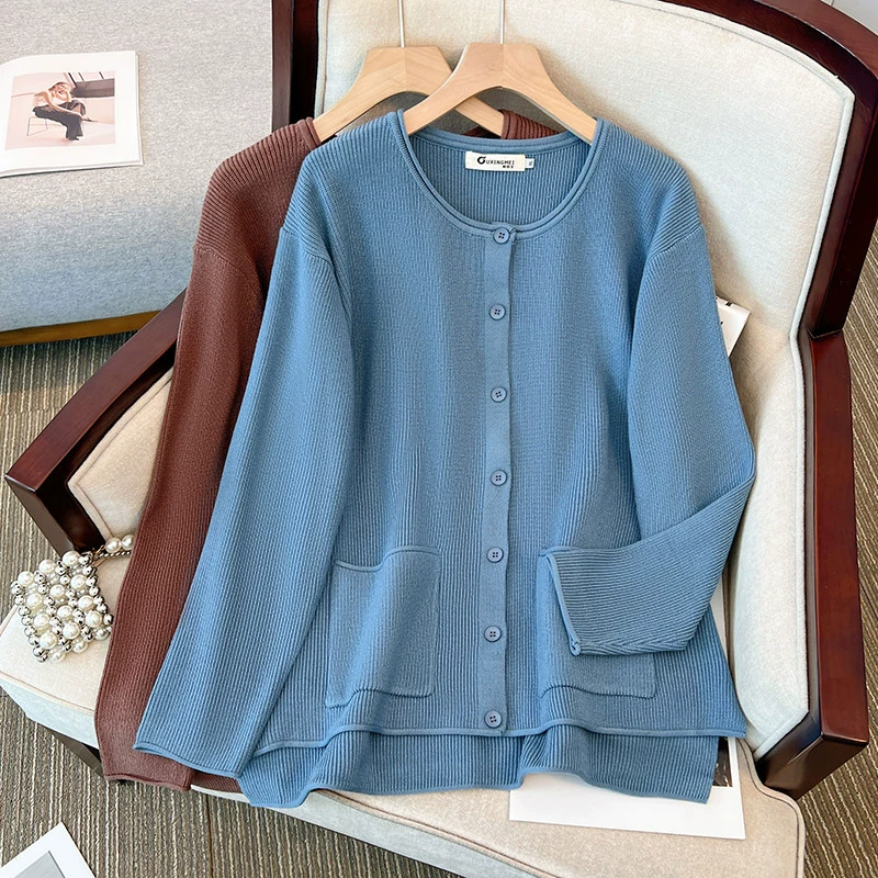 Поставка производителя из первых рук, очень большие размеры, женские ретро-литературные вязаные брюки с отворотом и карманами, свитер, куртка с длинными рукавами 2623