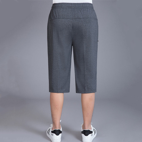 Summer pants men's athletic shorts men middle-aged and elderly men's seven-inch pants casual beach pants men's knit pants middle pants