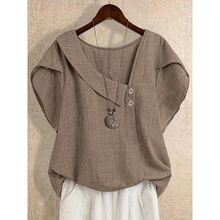 R 56302 Plus Size Linen Shirt ��������Ů�����羳����ͨ��