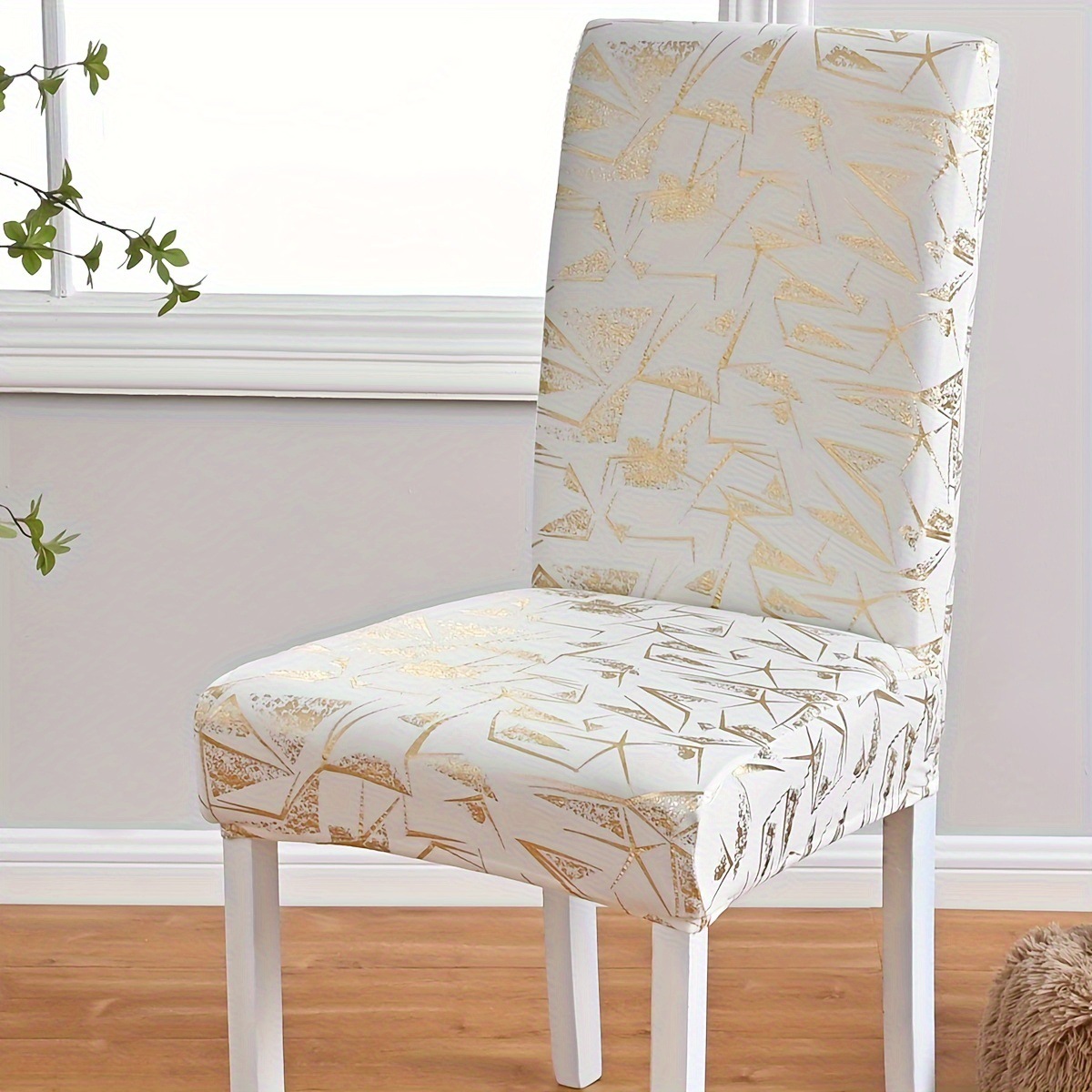 Transfronteriza venta caliente de seda de leche elástica estampada cubierta de silla de geometría hotel de restaurante cubierta de silla TEMU