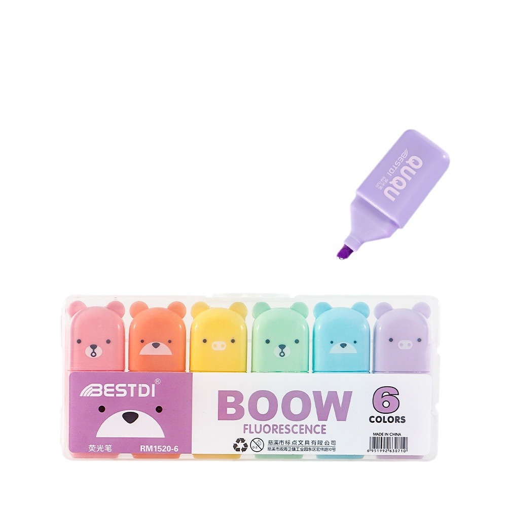 Nuevo conjunto de mini resaltador para estudiantes cuentas de dibujos animados graffiti pluma resaltador clave marcador