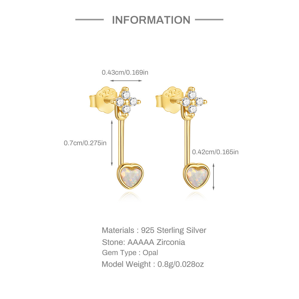1g Weight 925 Sterling Silver Ear Needle Material Zircon Inlay Material Drop Earrings, Ear Studs Classification 1 Pair Quantity Daily Occasion 925 Sterling Silver Material Four Leaf Clover, Heart Shape Pattern All Seasons Season Women's Gender Plating Design IG Style Style 1 Pair 925 Sterling Silver Four Leaf Clover Heart Shape Zircon Drop Earrings Ear Studs 无
