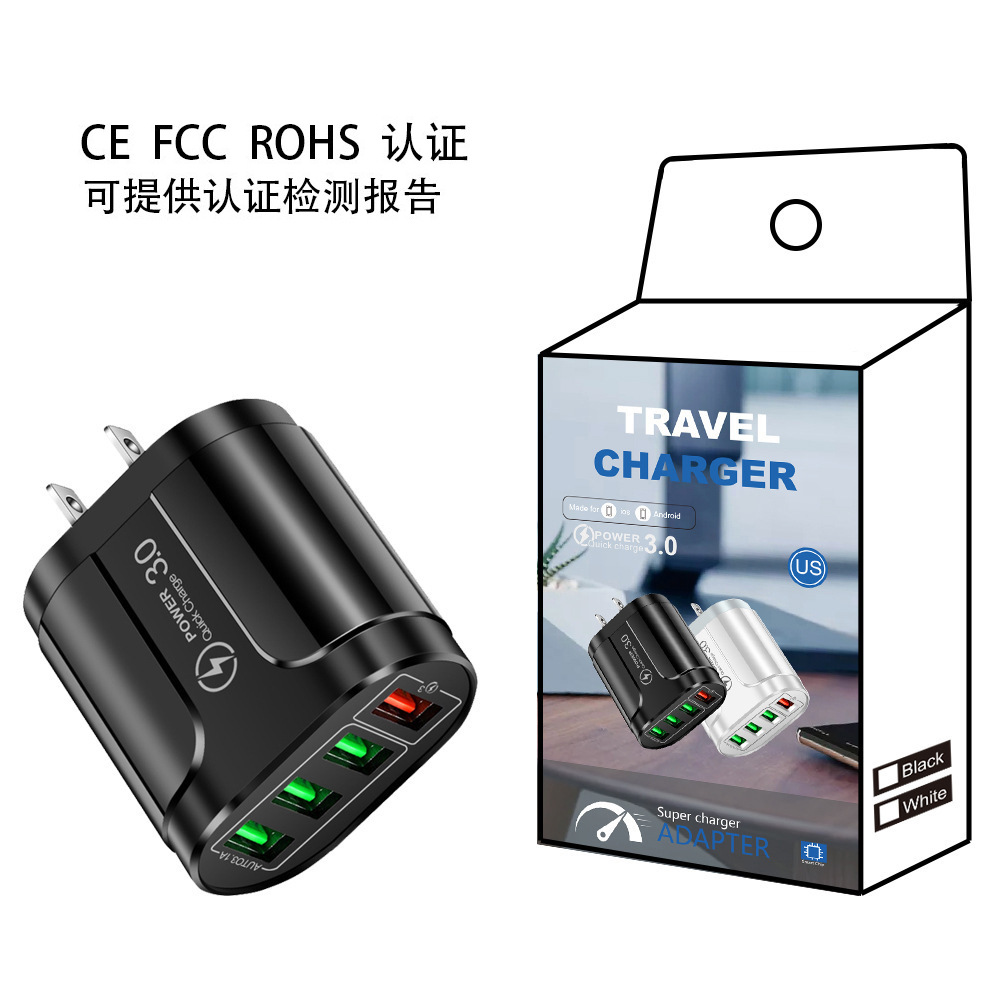 CE/ROHS/FCC certificó la cabeza de carga rápida del cargador estándar británico americano del teléfono móvil del estándar europeo QC3.0 del multi-Puerto 4usb