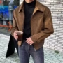 vintage咖色春秋美式夹克