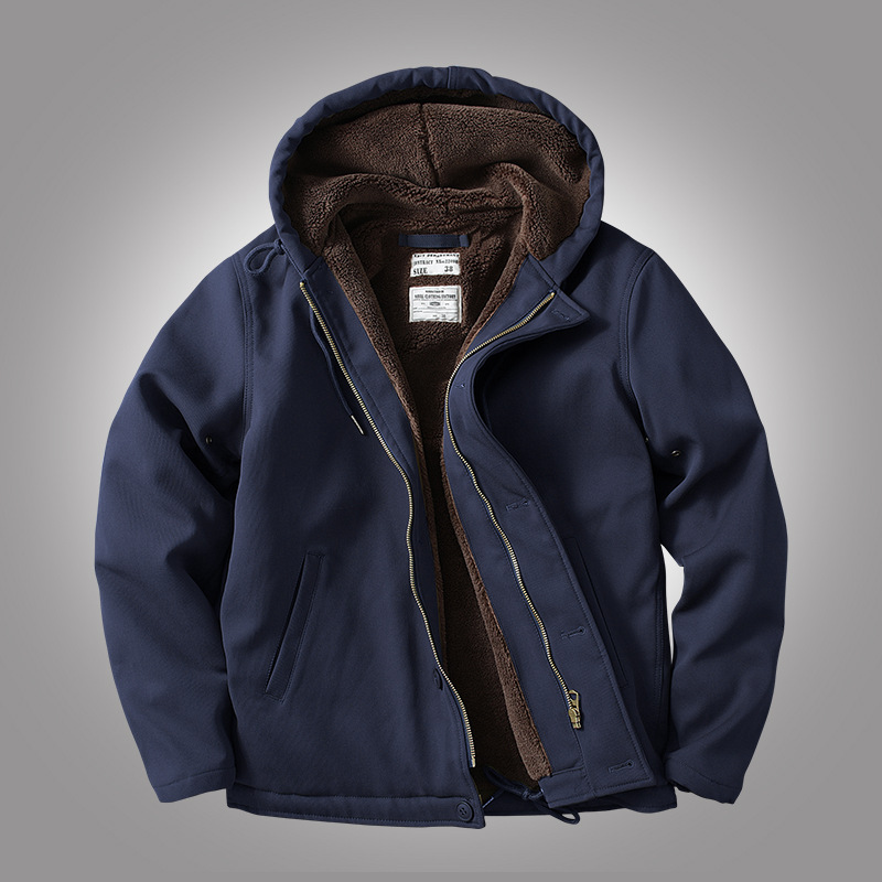 美式复古工装棉服男海军N1甲板服加厚棉衣连帽羊羔绒外套AKN1001