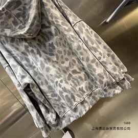 大码300斤欧货豹纹连帽卫衣男女设计感宽松洋气时尚情侣休闲外套