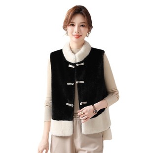 Middle-aged mother's national style imitation fur one-piece vest women's winter new eco-friendly imitation mink fur mink casual vest