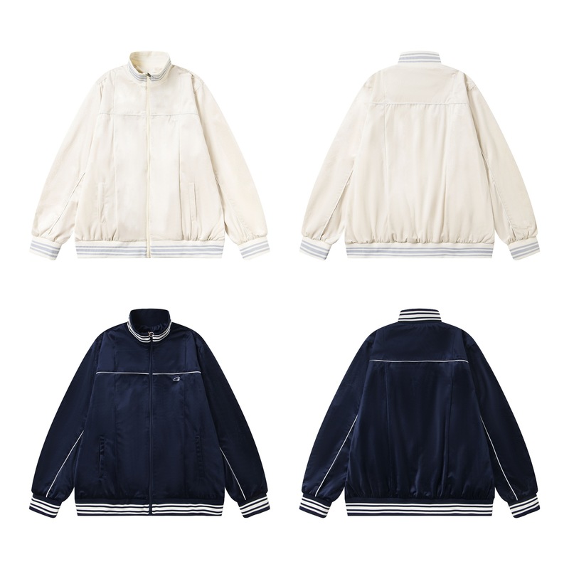 Men's Spring and Autum Windproof Thin Casual Fashion Classic Letter Embroidered Velvet Fabric Outdoor Work Clothing Jacket