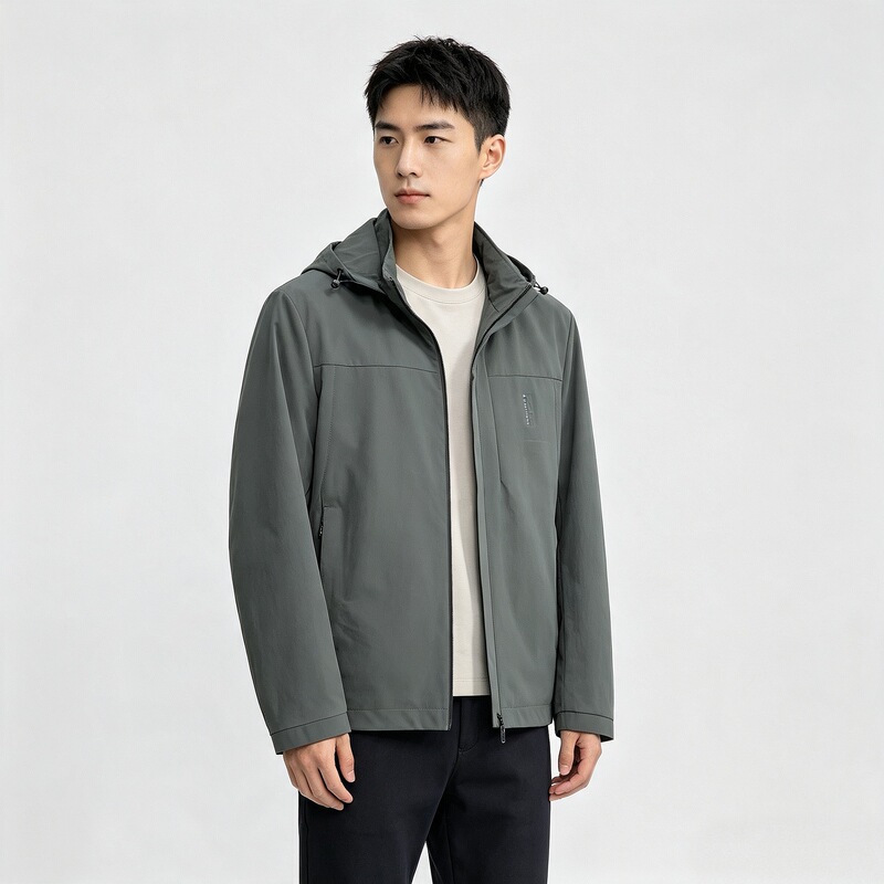 Men's jacket new 2026 autumn hooded detachable middle-aged men's coat 40-year-old dad business casual solid color Men's jacket new 2026 autumn hooded detachable middle-aged men's coat 40-year-old dad business casual solid color