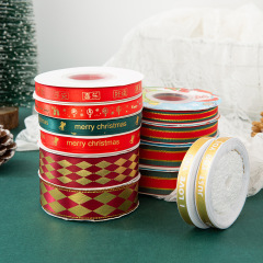 クリスマス包装リボンDIY蝶結びリボンポリエステルリボンプレゼントケーキ箱花箔押しリボン