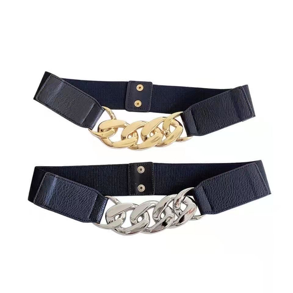 Fashion Solid Color Pu Leather Alloy Chain Belt display picture 4