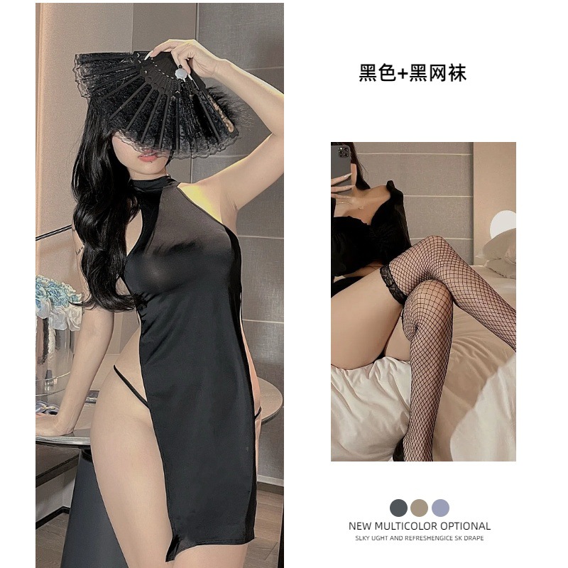 블랙 + 블랙 망사 스타킹