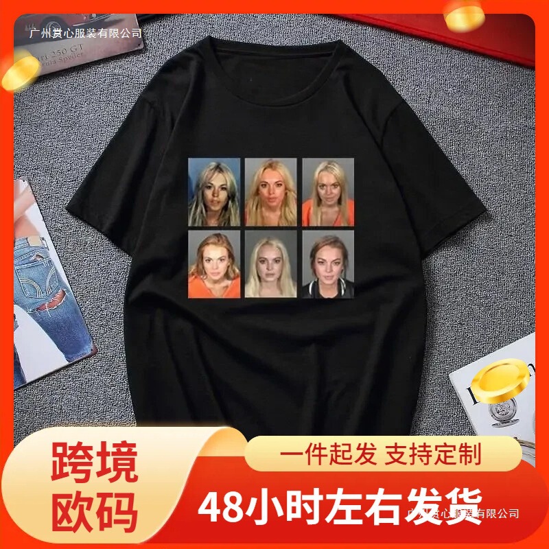 Women's Graffiti T-Shirt Streetwear Vintage Grunge Rock Celebrity Head Print Fashion T-Shirt Graphic T-Shirt Summer